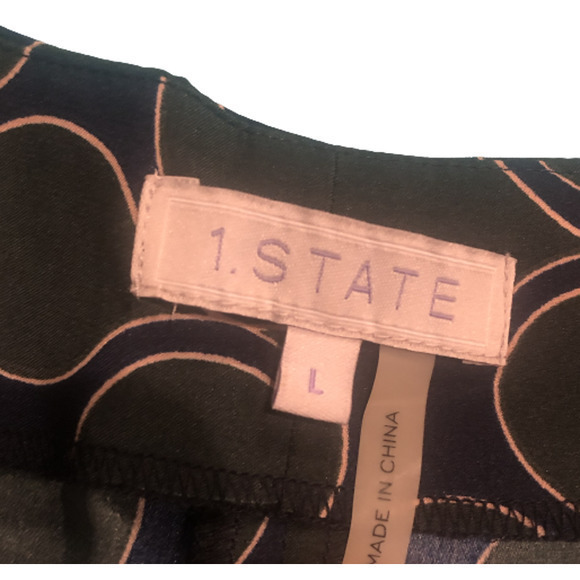 Bloomingdales Nordstrom 1.State Peplum Sleeveless Blouse Green Navy Large - Picture 6 of 8